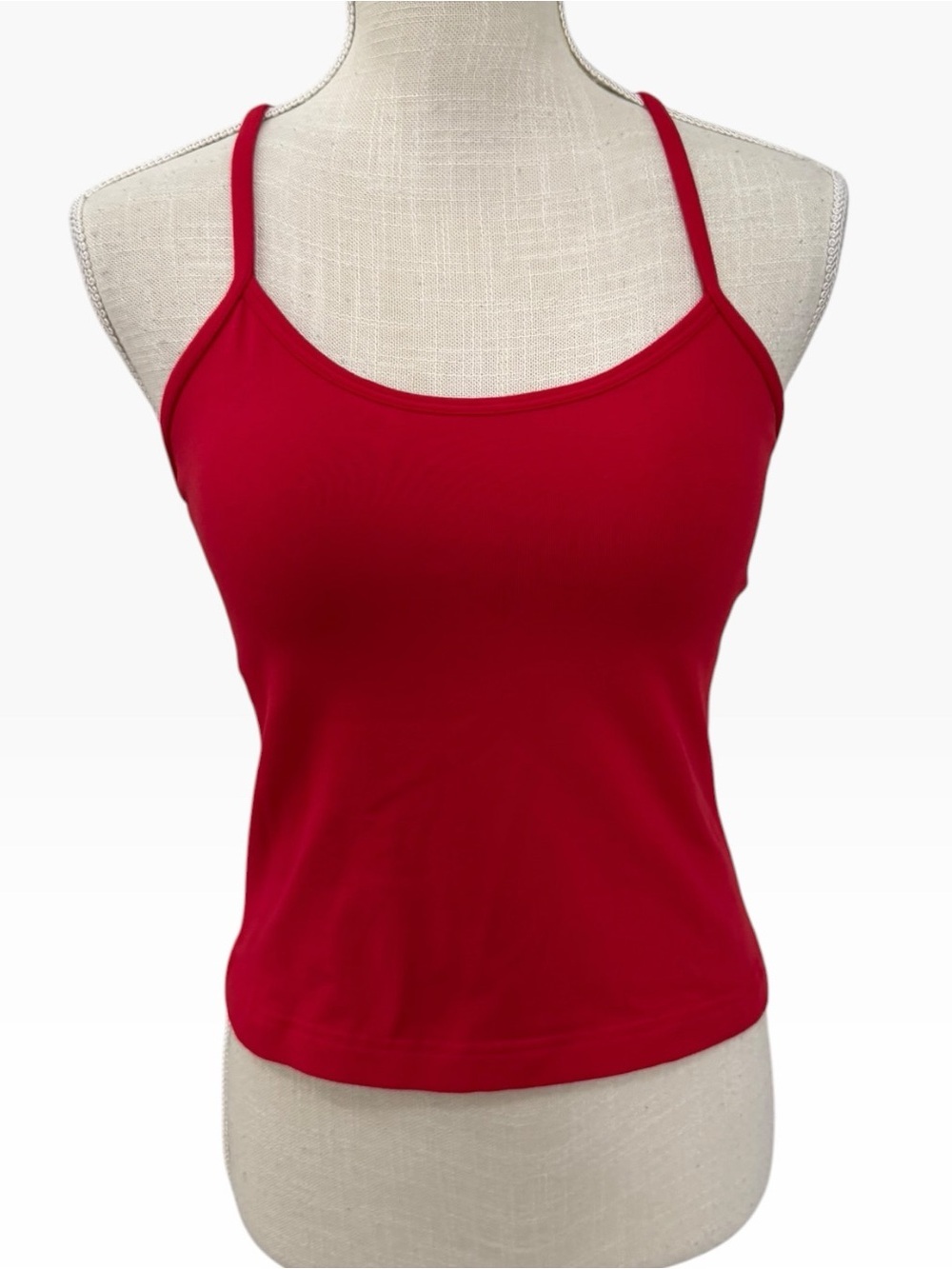 ✅SOLD✅Lululemon Deep Red Power Y Tank Top Luon Built-In Shelf Bra Size 6 - Picture 2 of 11